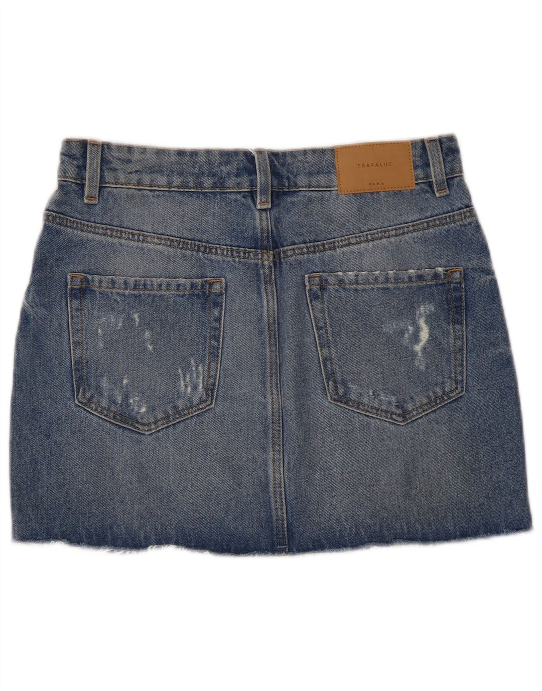 ZARA Femmes Trafaluc Distressed Mini Jupe En Jean XS W24 Bleu Coton