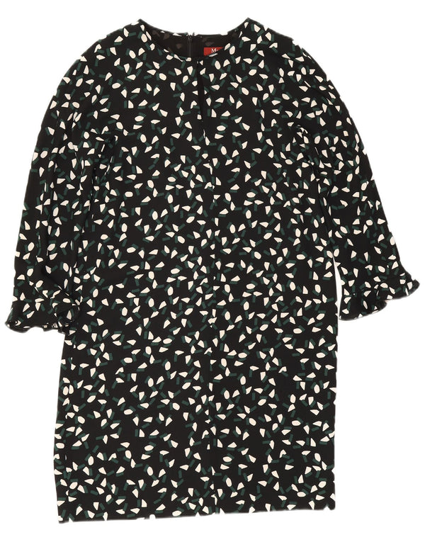 Max Mara Robe droite à manches 3/4 pour femme UK 8 Small Noir Géométrique Polyester