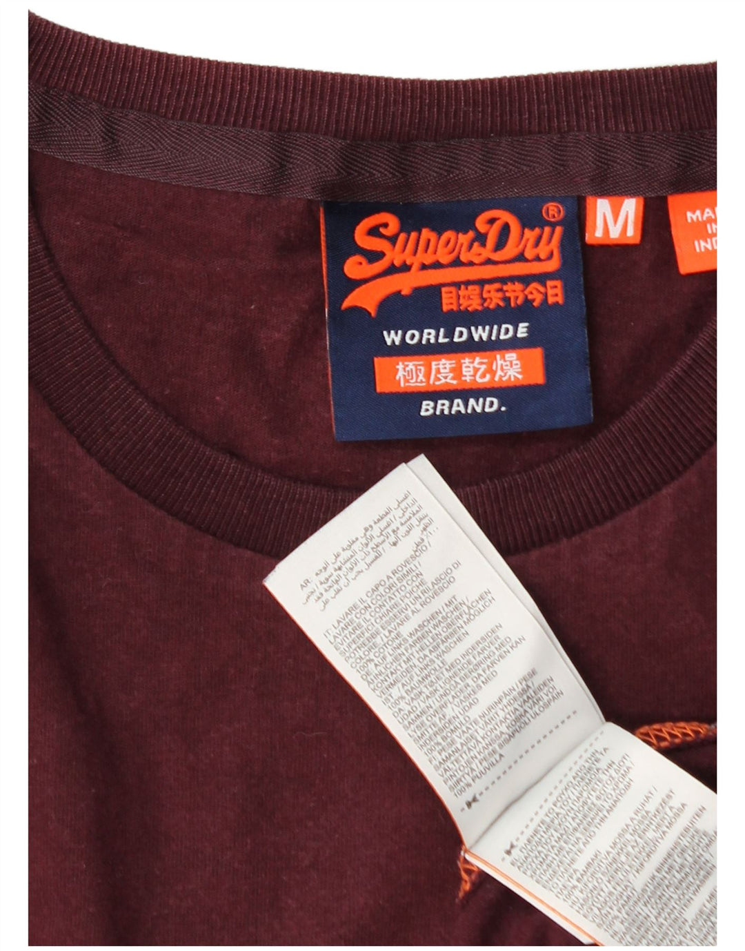 Superdry T-Shirt Homme Coton Bordeaux Moyen
