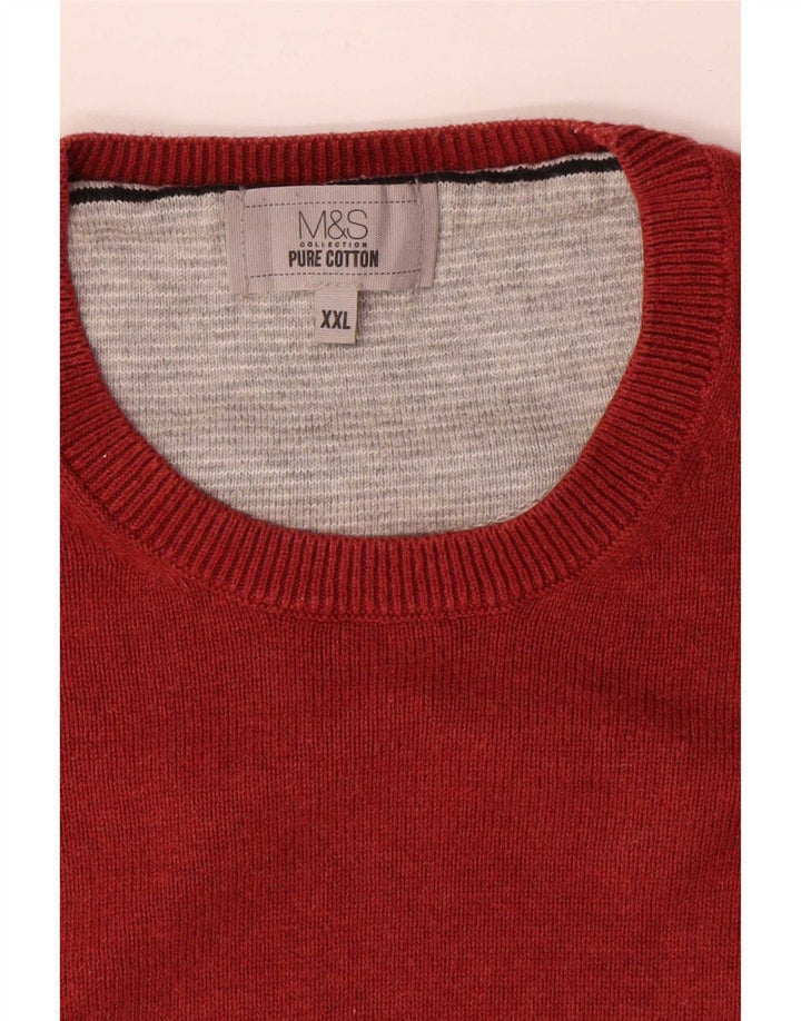 Marks & Spencer Pull à col rond pour homme en coton rouge 2XL