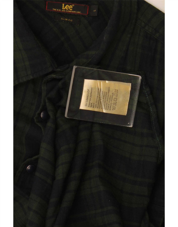 Lee Chemise slim en flanelle pour homme en coton à carreaux verts