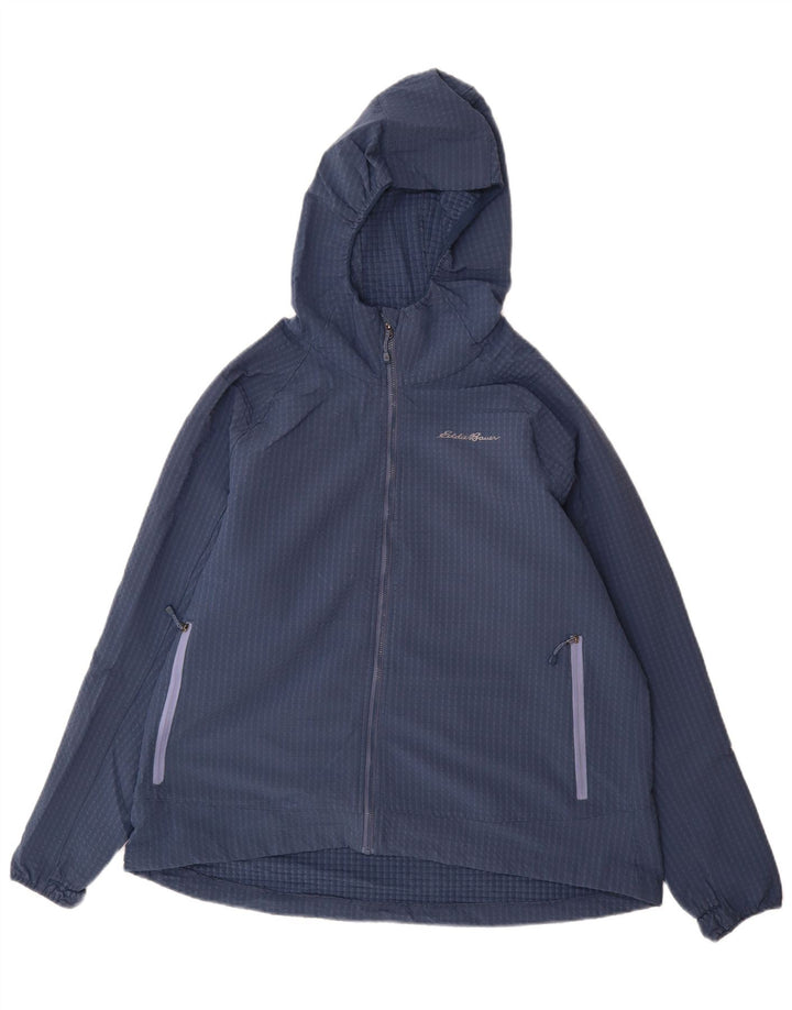 Eddie Bauer Veste coupe-vent à capuche pour femme UK 20 2XL Bleu Polyester