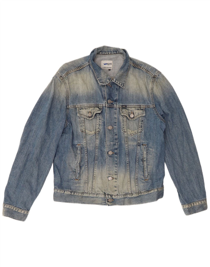 GAS Veste en jean délavé à l'acide pour homme UK 40 Grand coton bleu