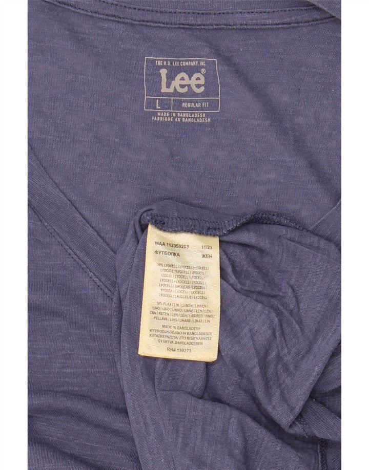 Lee T-Shirt Coupe Régulière pour Femme UK 16 Large Bleu Lyocell