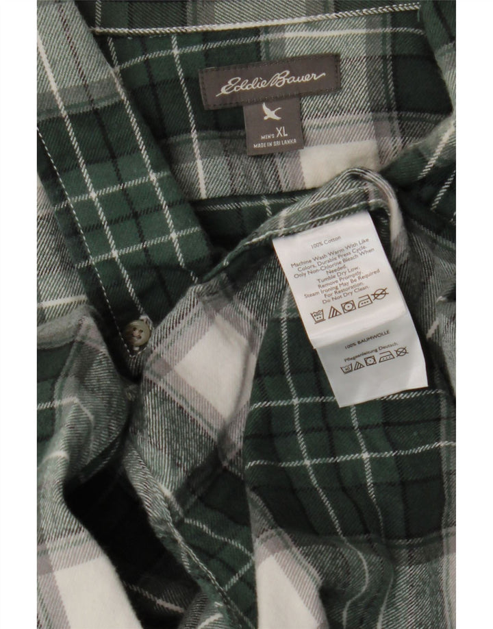 EDDIE BAUER Chemise en flanelle coupe décontractée pour homme XL en coton à carreaux verts