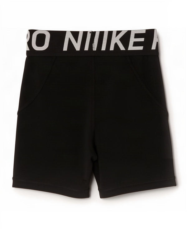 Nike Womens Dri Fit Graphic Sport Shorts UK 4 XS Black Polyester