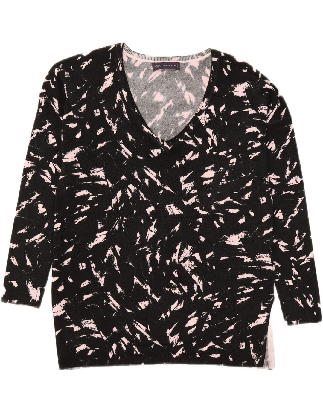 Marks & Spencer Pull col en V pour femme UK 8 Small Noir