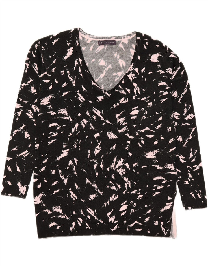 Marks & Spencer Pull col en V pour femme UK 8 Small Noir