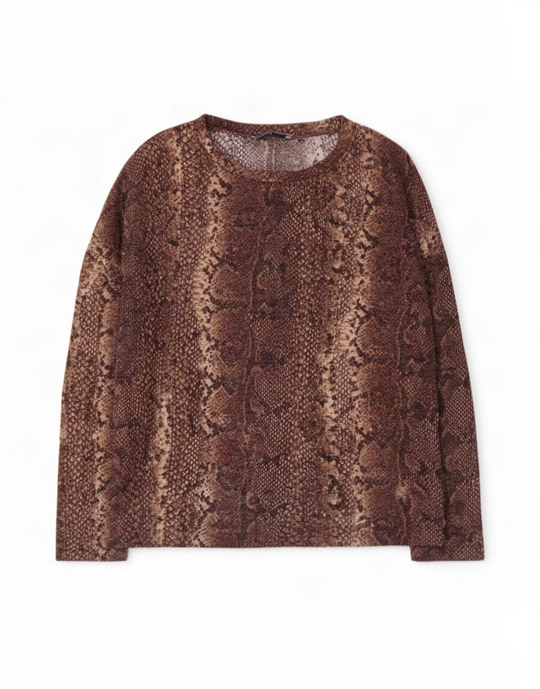 Zara Femme Top Manches 3/4 UK 14 Marron Moyen Imprimé Animal
