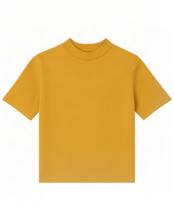 Zara T-Shirt Femme Top UK 12 Coton Jaune Moyen