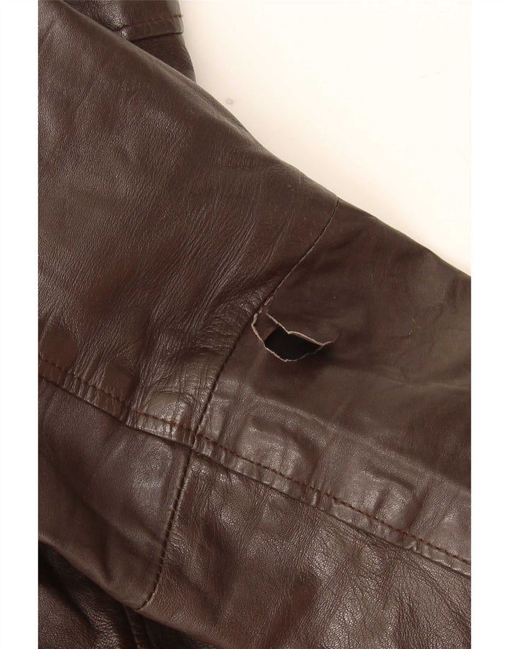 Jack & Jones Veste en cuir pour homme UK 40 Large Marron