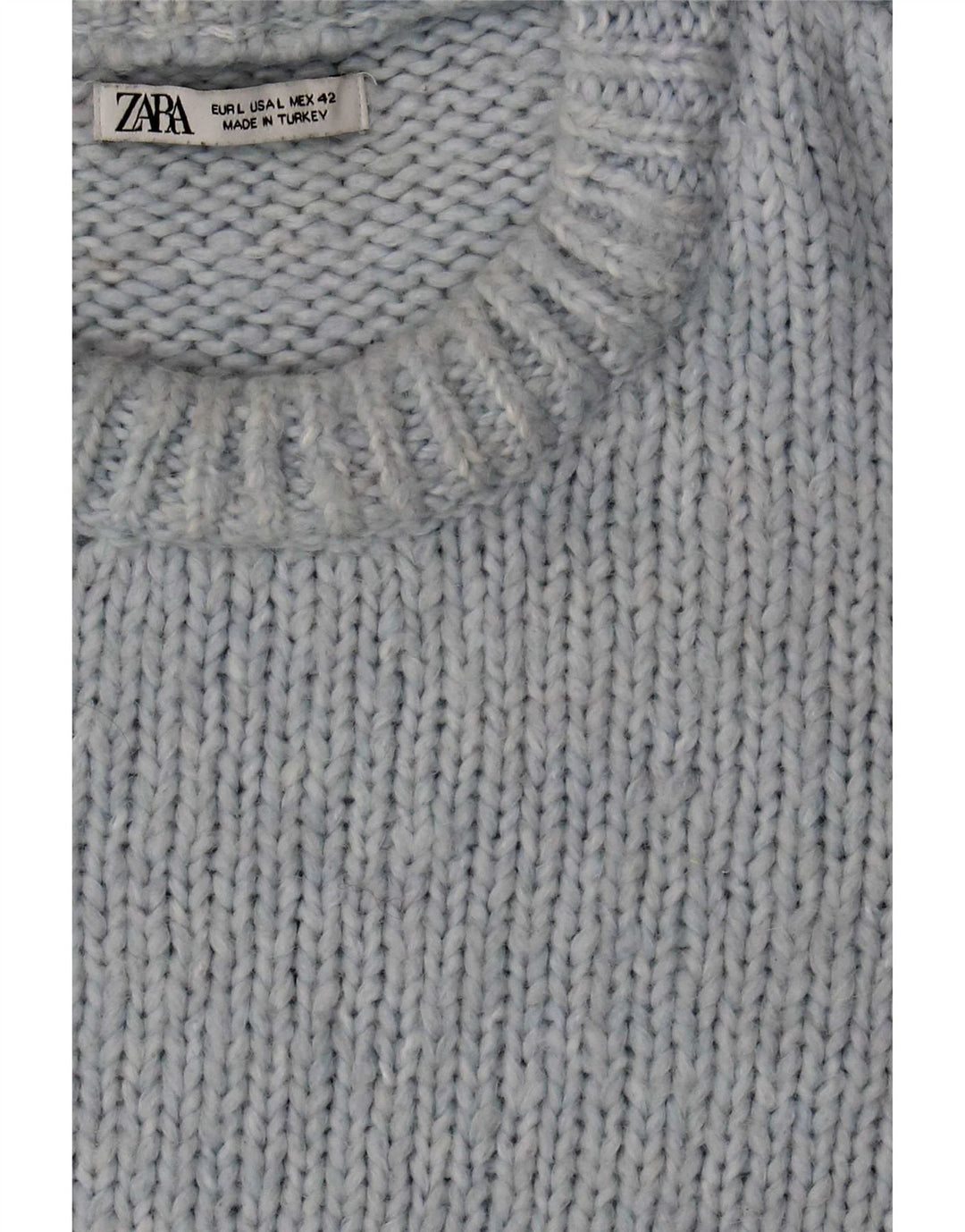 Zara Pull ras du cou pour hommes, grand, bleu, acrylique
