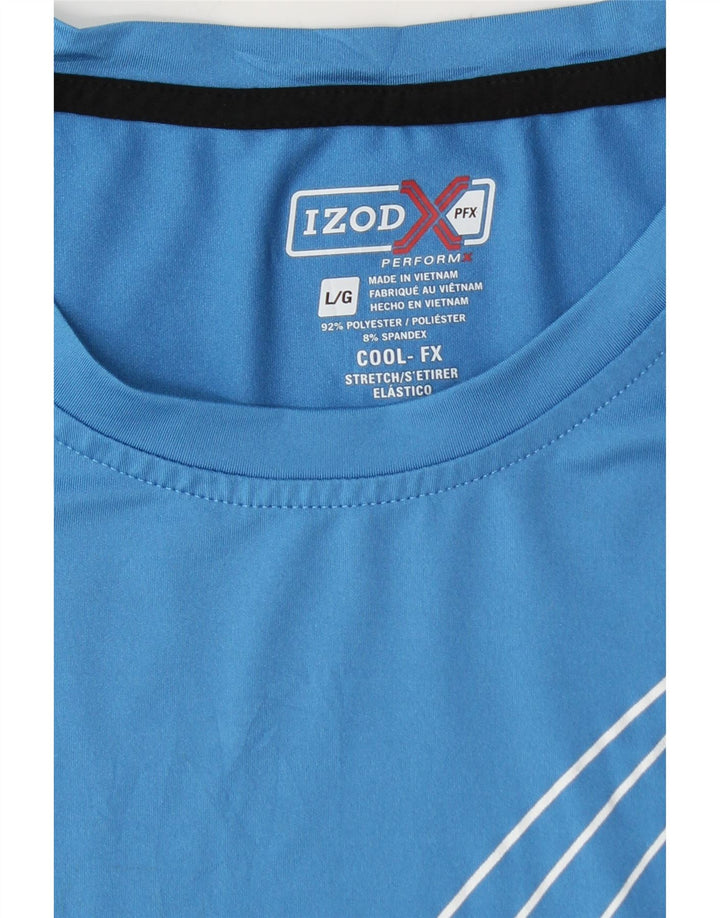 Izod T-Shirt Homme Haut Large Bleu Rayé Polyester