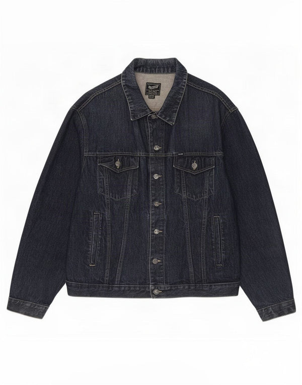 Gas Mens Denim Jacket UK 40 Large Navy Blue Cotton