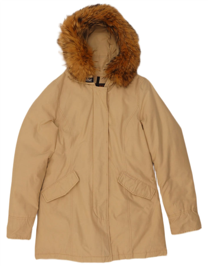 Woolrich Manteau rembourré à capuche pour femme UK 44 Coton beige moyen