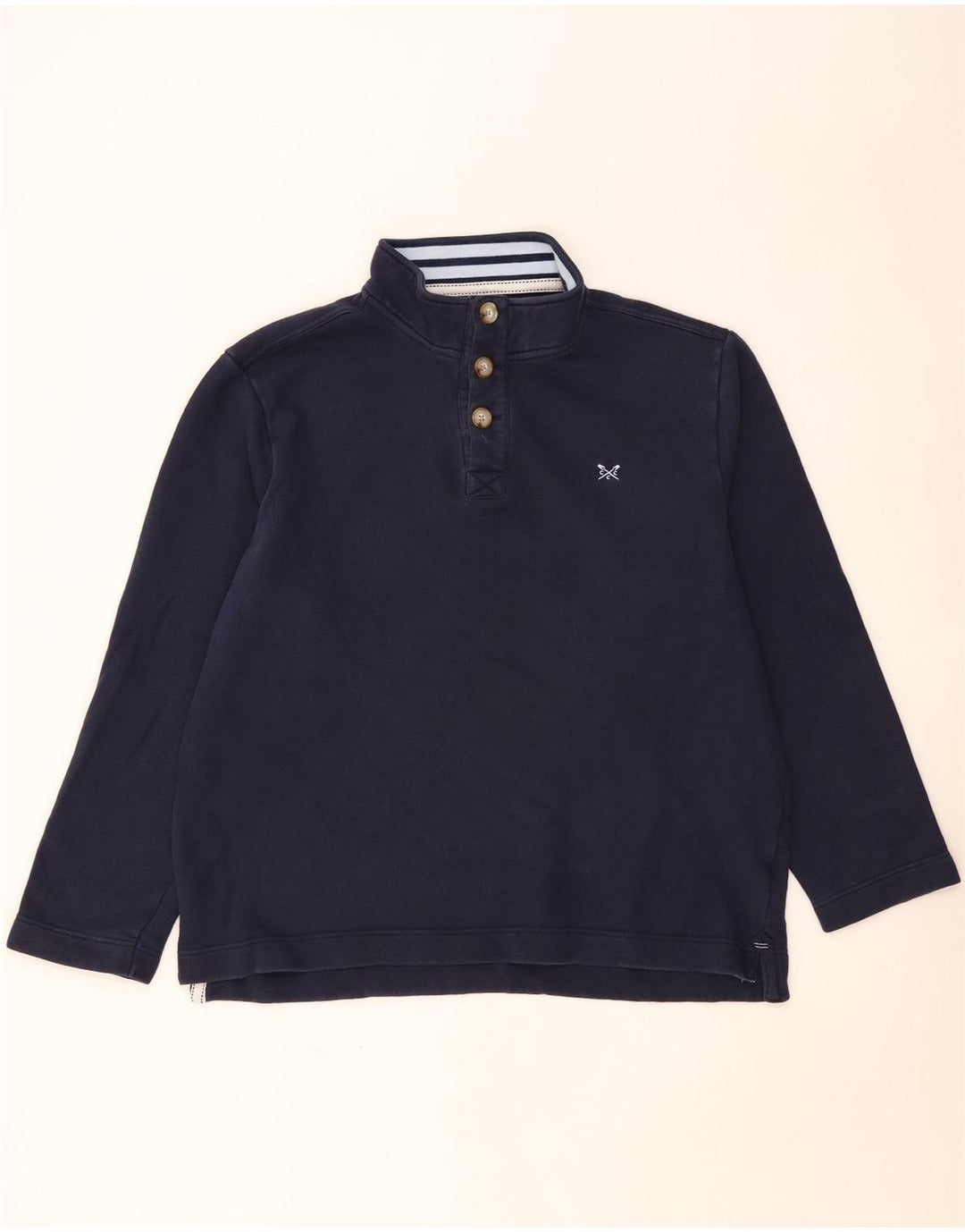 CREW CLOTHING Sweat-shirt à col boutonné pour homme en coton bleu marine 2XL