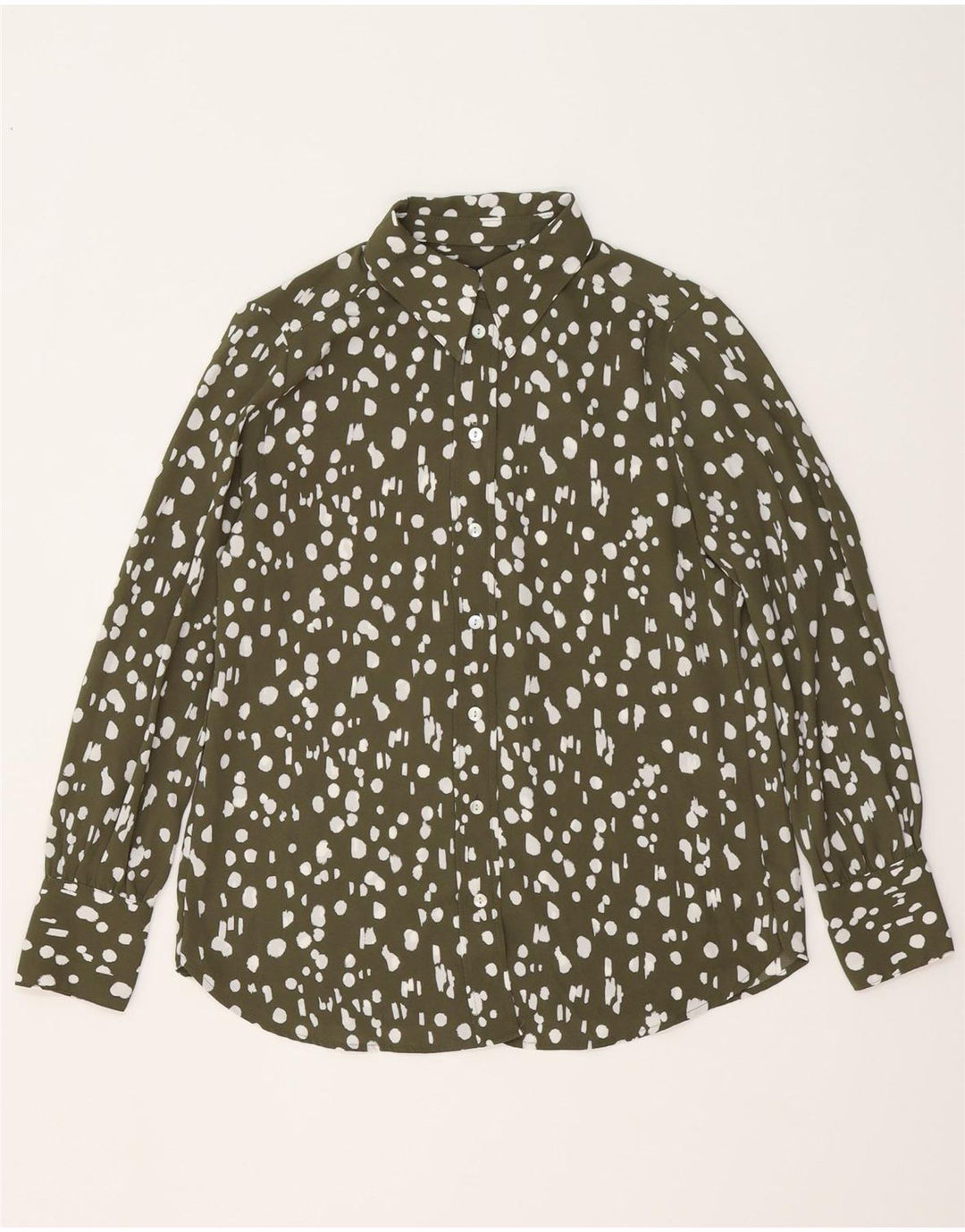 Marks & Spencer Chemise surdimensionnée pour femme UK 10 Petit polyester moucheté kaki