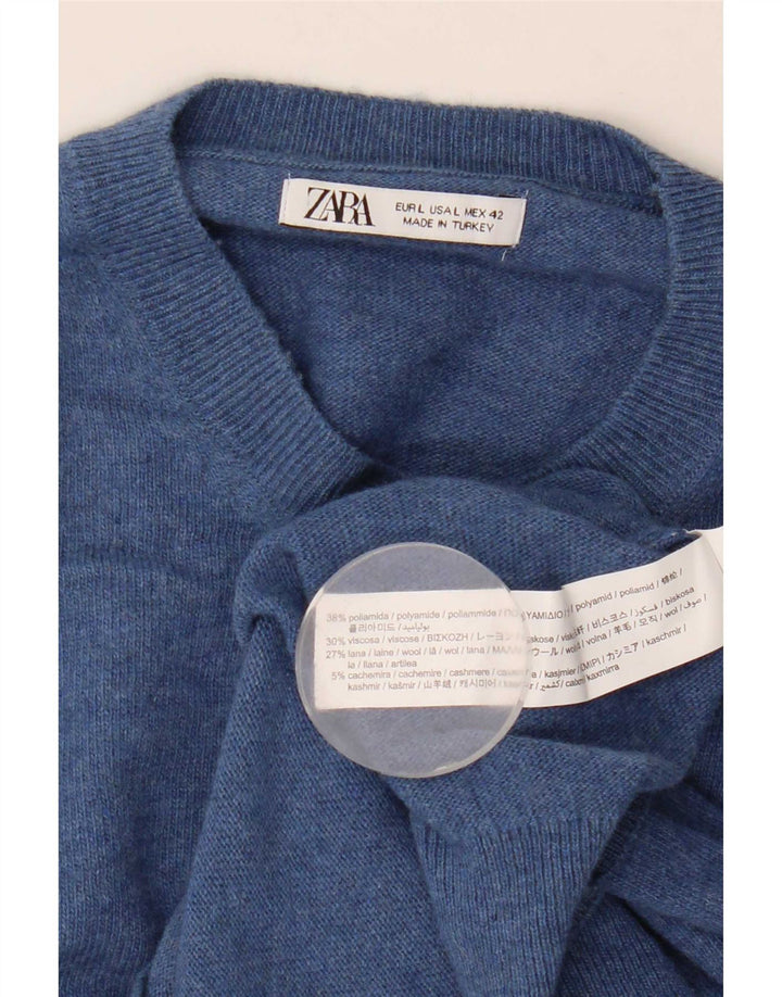Zara Pull ras du cou pour homme, grand, bleu, polyamide