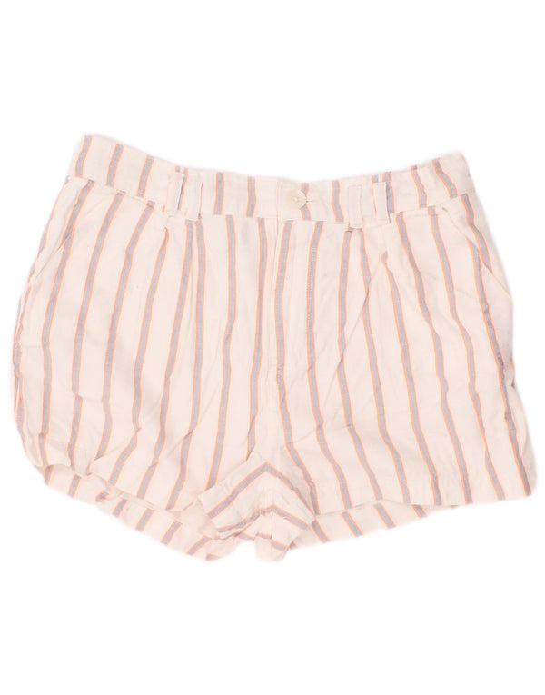 Tommy Hilfiger Boys Chino Shorts 11-12 Years W26 White Striped Viscose