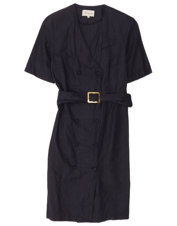 Vanessa Robe Chemise Manches Courtes Femme IT 44 Coton Bleu Marine Moyen