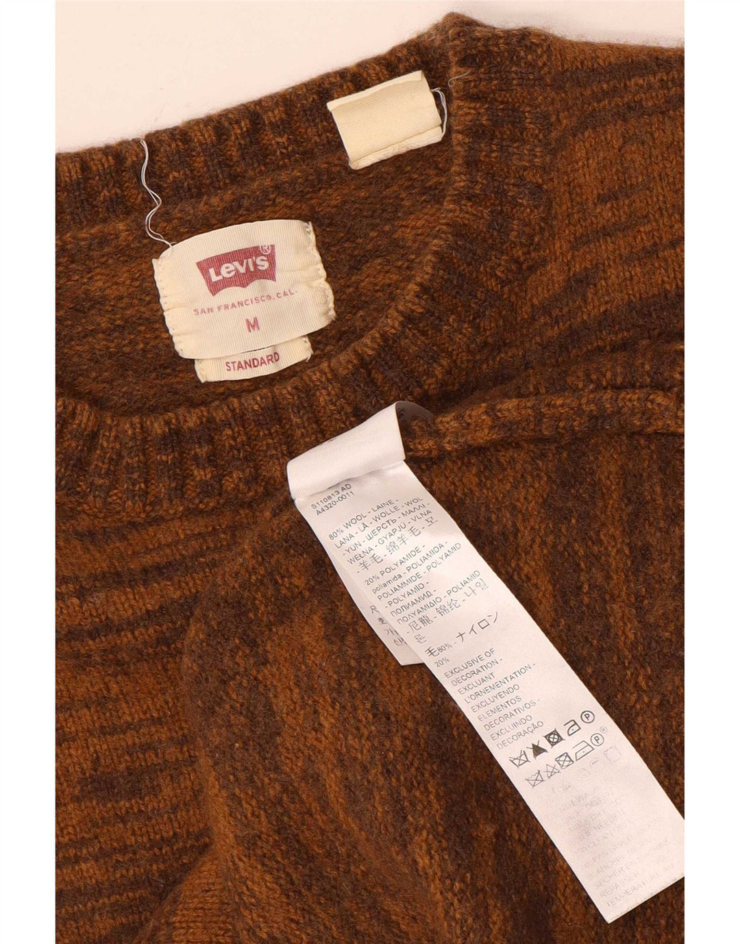 Levi's Pull ras du cou pour femme UK 12 Laine mouchetée marron moyen