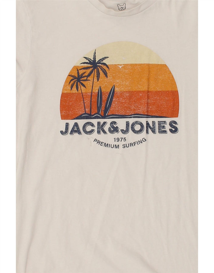 JACK & JONES Boys Graphic T-Shirt Top 11-12 Years White Vintage Jack & Jones and Second-Hand Jack & Jones from Messina Hembry 