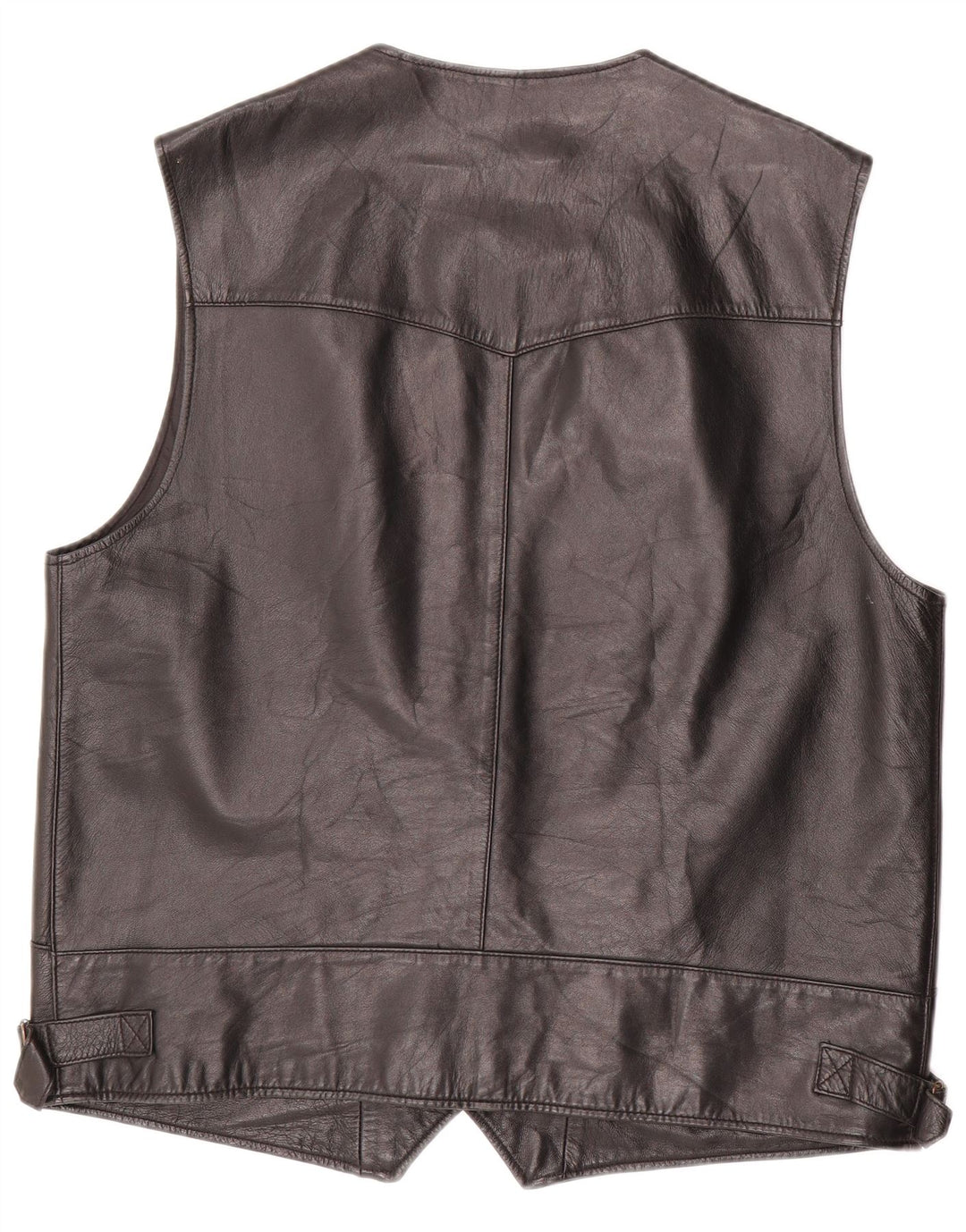VINTAGE Gilet en cuir homme UK 40 Grand cuir noir