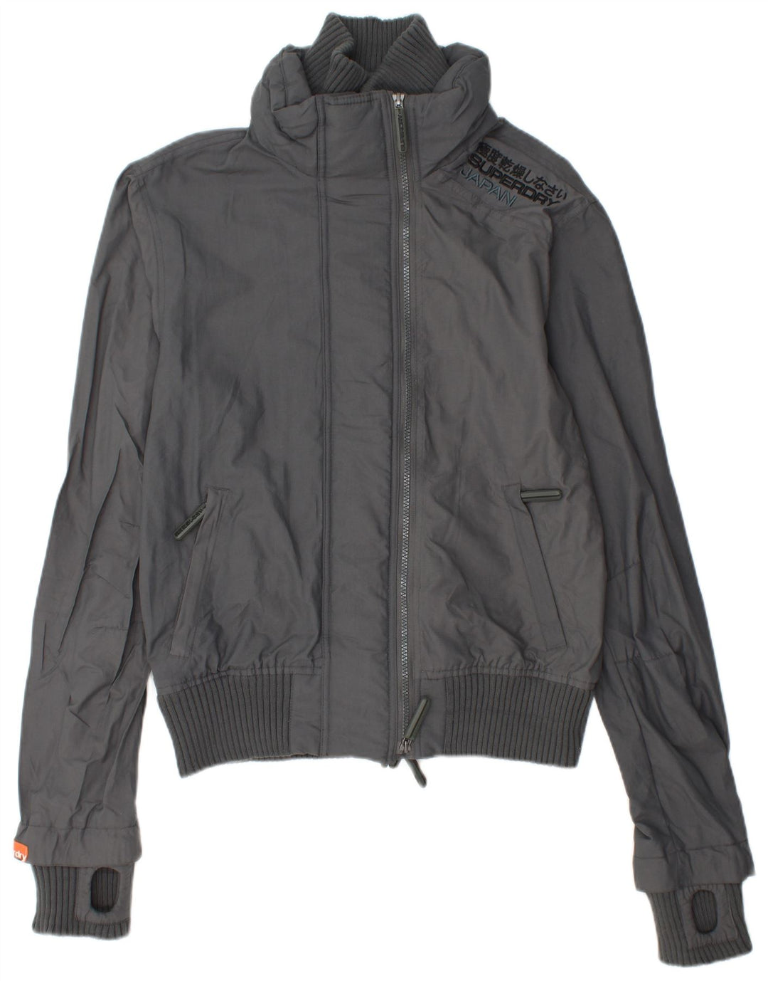 SUPERDRY Veste de pluie graphique pour femme UK 14 Gris moyen Polyamide