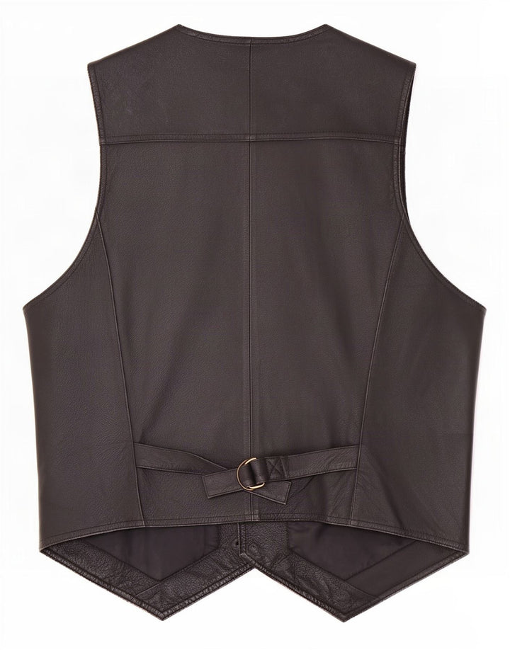 John F Gee Gilet en cuir pour homme Noir moyen