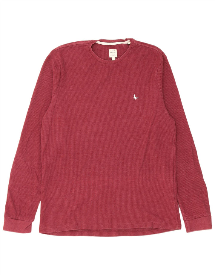 Jack Wills Haut à manches longues pour homme en coton bordeaux moyen