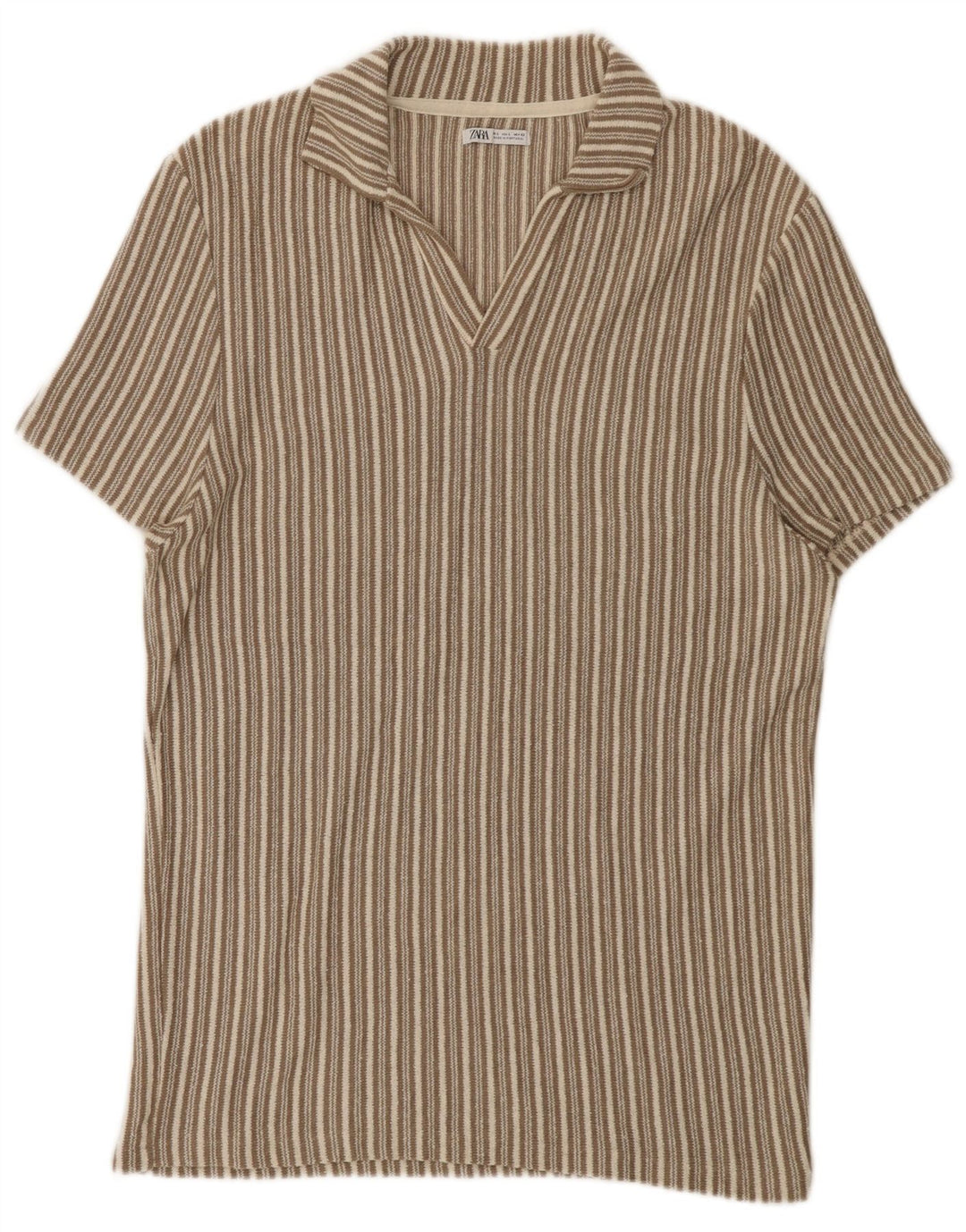 Zara Polo Homme Large Beige Rayé