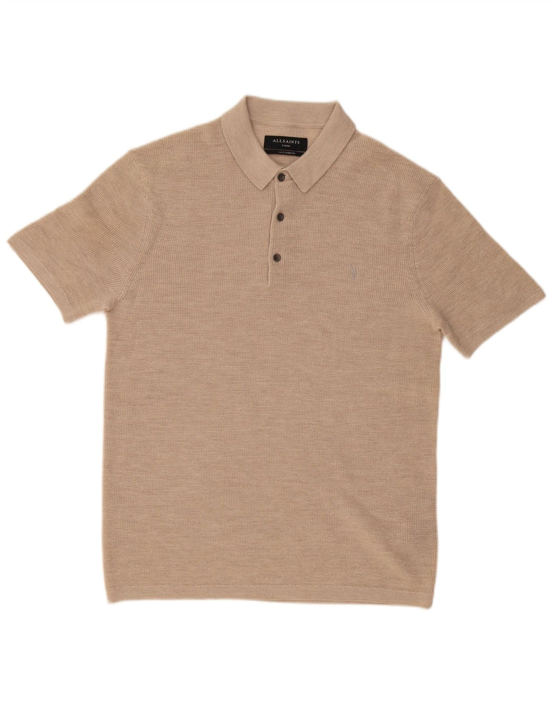 All Saints Pull à manches courtes et col polo pour homme, grand beige