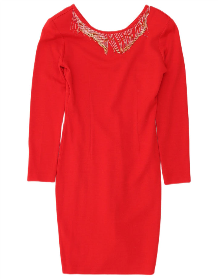 Chagall Robe droite à manches longues pour femme UK 12 Acrylique rouge moyen
