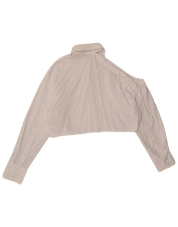 Zara Chemisier court surdimensionné pour femme UK 10 Petit coton blanc