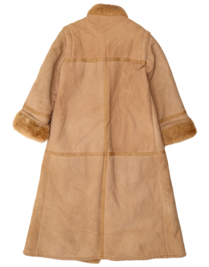 manteau en peau de mouton vintage pour femme IT 44 Cuir beige moyen