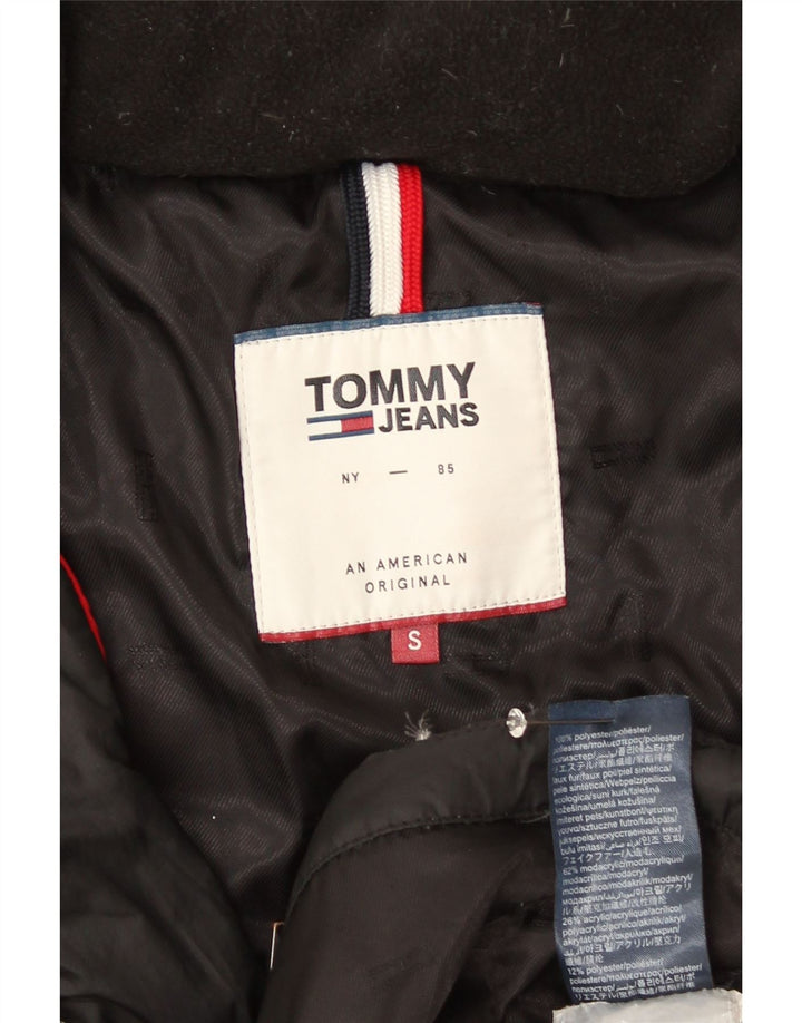Tommy Hilfiger Manteau rembourré à capuche pour femme UK 10 Petit Noir Polyester