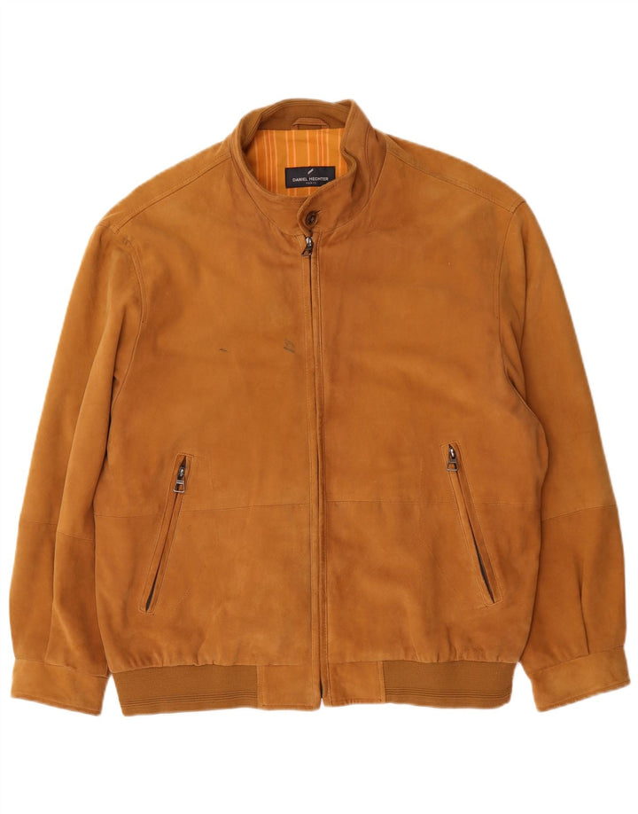 Daniel Hechter Veste bomber en daim pour homme UK 40 Grand cuir marron