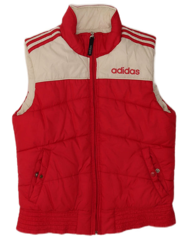 Adidas Gilet rembourré réversible graphique pour femme UK 10 Small Rouge Colourblock
