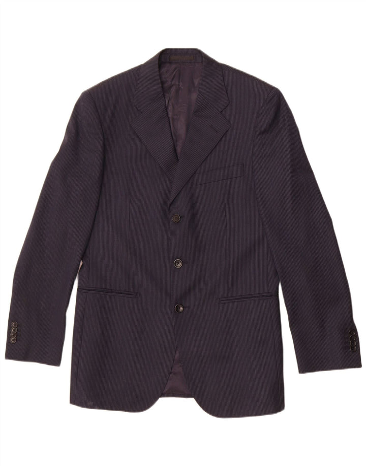 Boggi Veste Blazer 3 Boutons Homme IT 46 Petite Laine à Rayures Bleu Marine