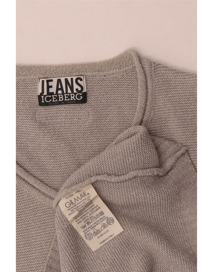 Iceberg Pull Col V Homme Gris Moyen Coton