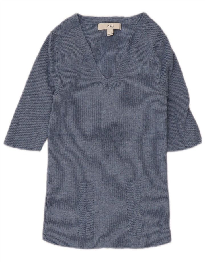 Marks & Spencer Chemisier Top UK 8 Small Bleu Viscose Femme
