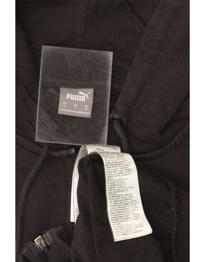 PUMA Pull à capuche zippé graphique pour femme UK 10 Petit coton noir