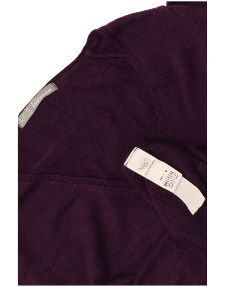 MARKS & SPENCER Womens V-Neck Jumper Sweater UK 8 Small Maroon Acrylic