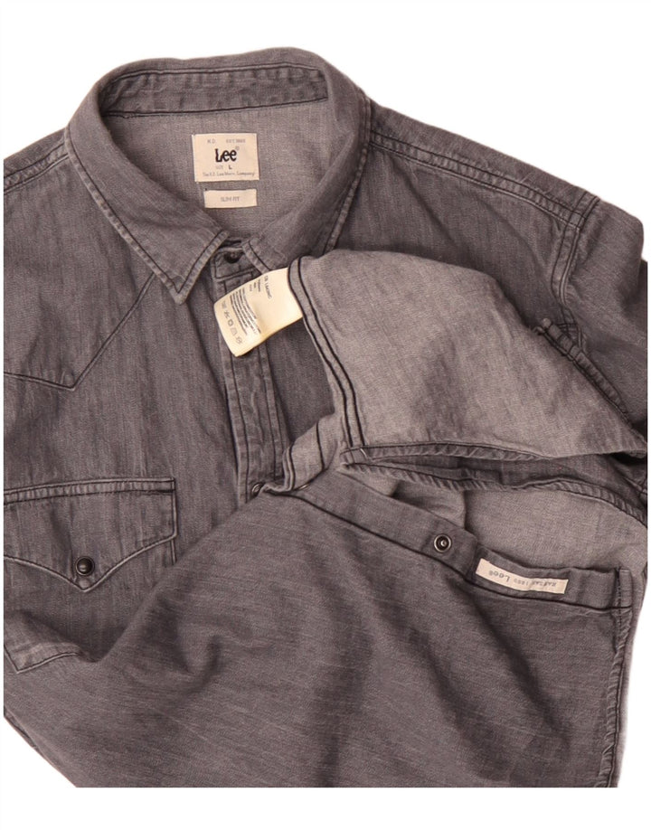 Lee Chemise en Jean Coupe Slim Homme Gris Coton