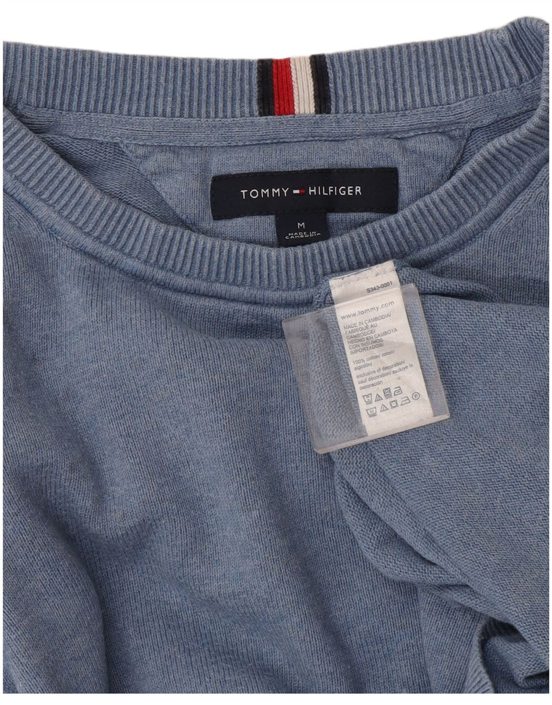 Tommy Hilfiger Pull Col Ras du Cou Homme Bleu Moyen Coton