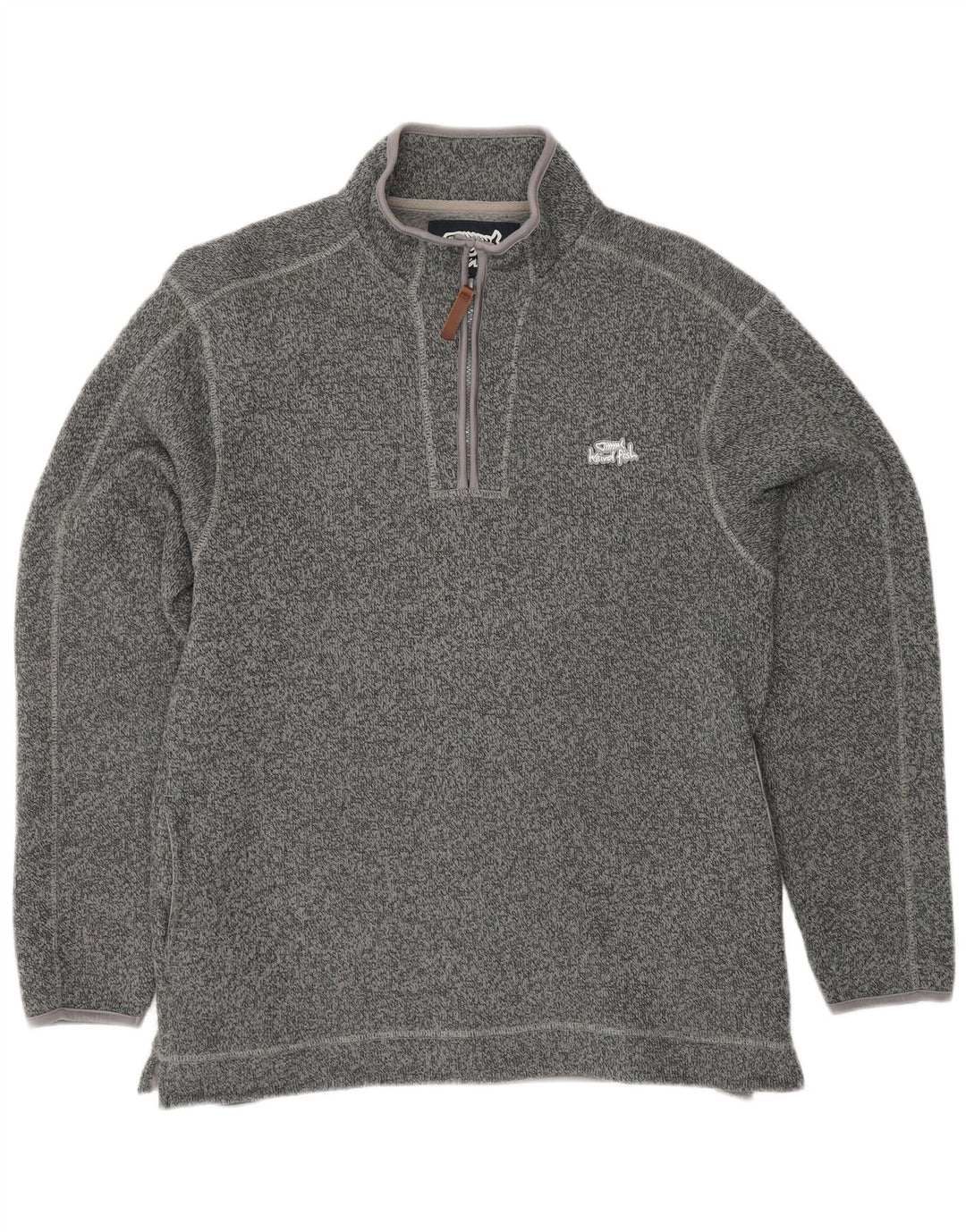 WEIRD FISH Sweat-Shirt Col Zippé Homme Gris Moyen Polyester