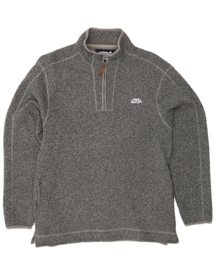 WEIRD FISH Sweat-Shirt Col Zippé Homme Gris Moyen Polyester