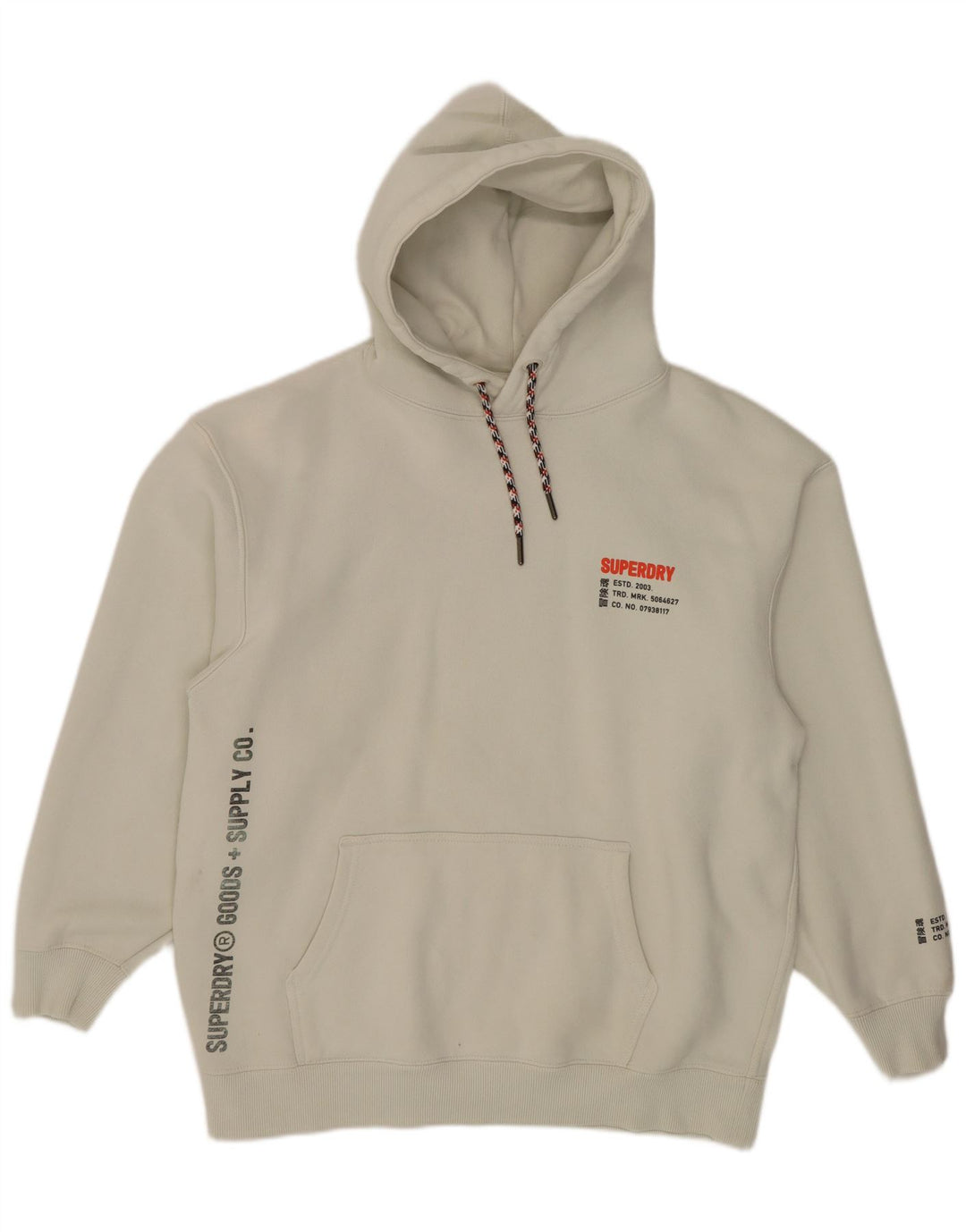 Superdry Pull à Capuche Graphique Homme Blanc Moyen Coton