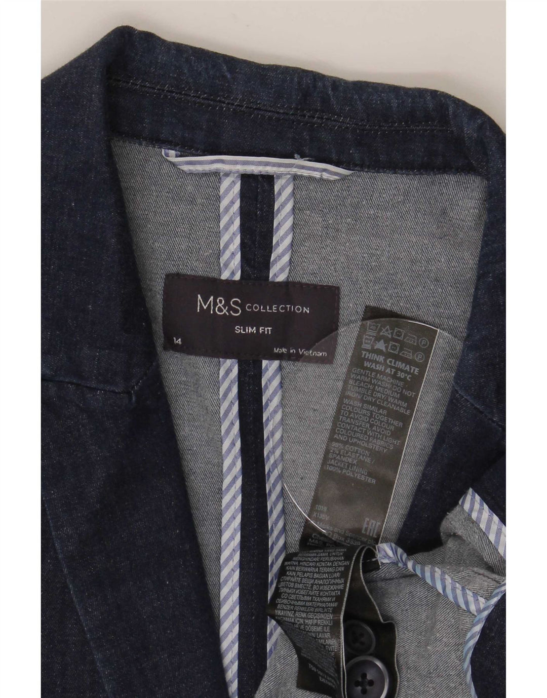 Marks & Spencer Veste blazer à 1 bouton pour femme UK 14 Bleu marine moyen
