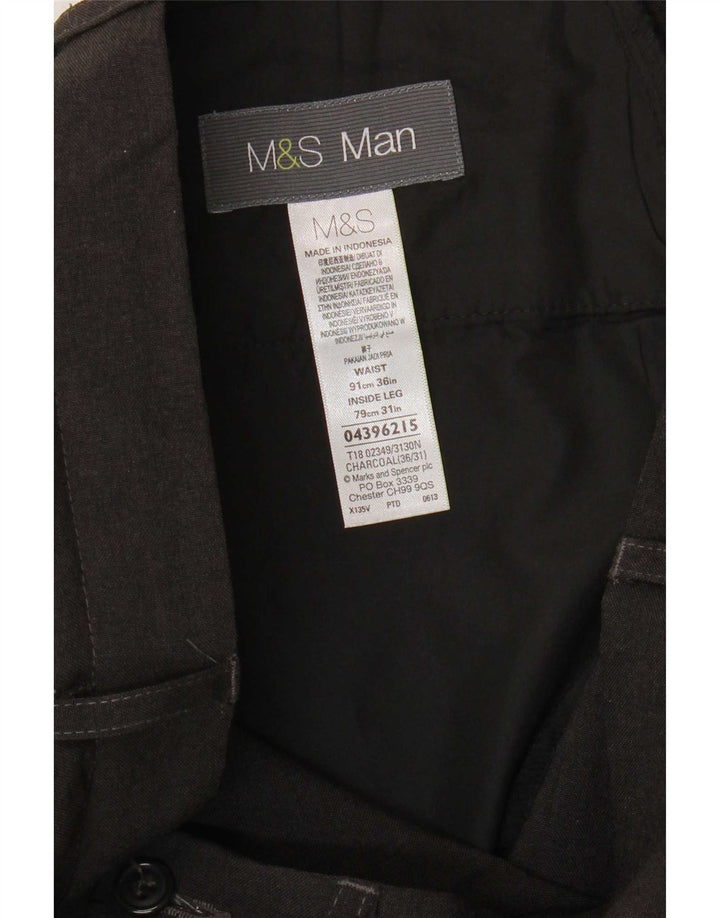 Marks & Spencer Pantalon Chino Droit Homme W36 L31 Gris Polyester